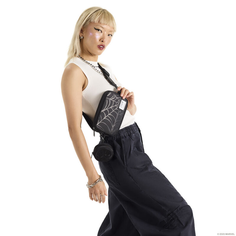 Spider-Man Black & White Suit Sling Crossbody Bag with Coin Bag LFlifestyle1 view 2